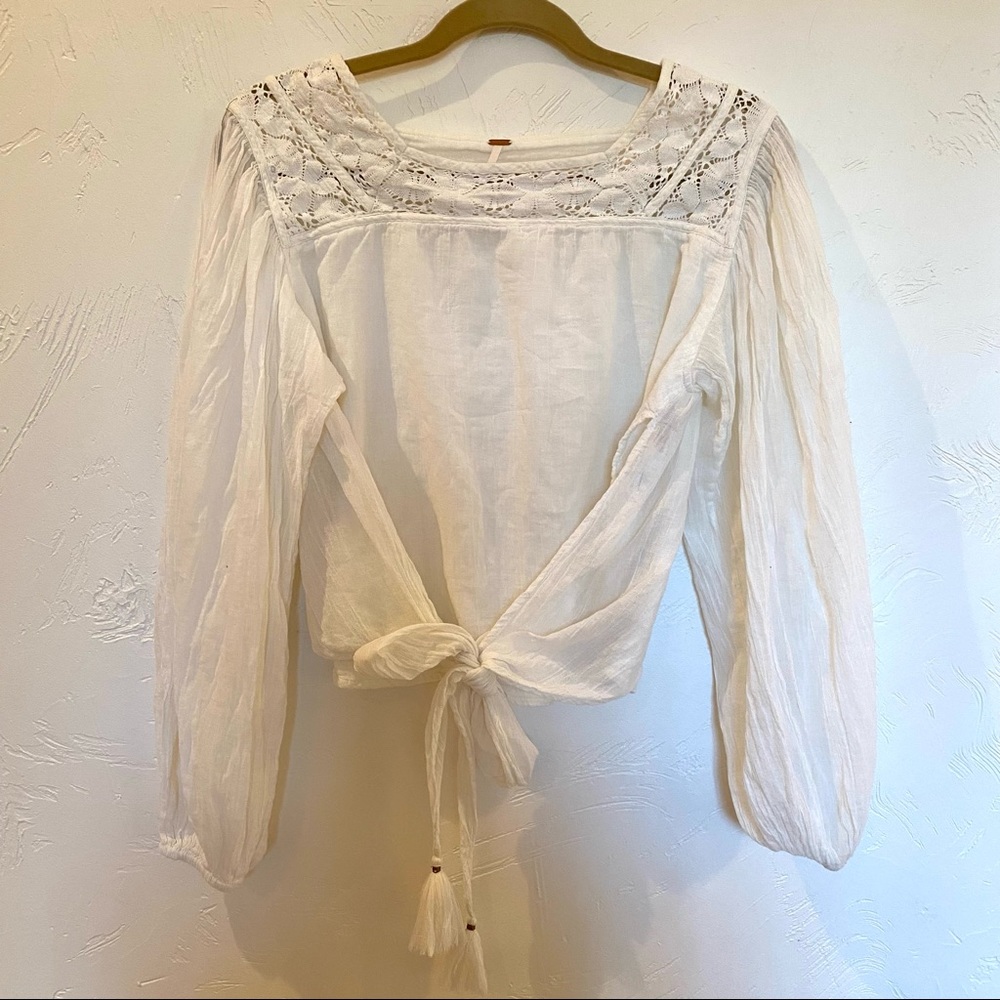 Free People Long Sleeve Blouse | Off White | Size Small |